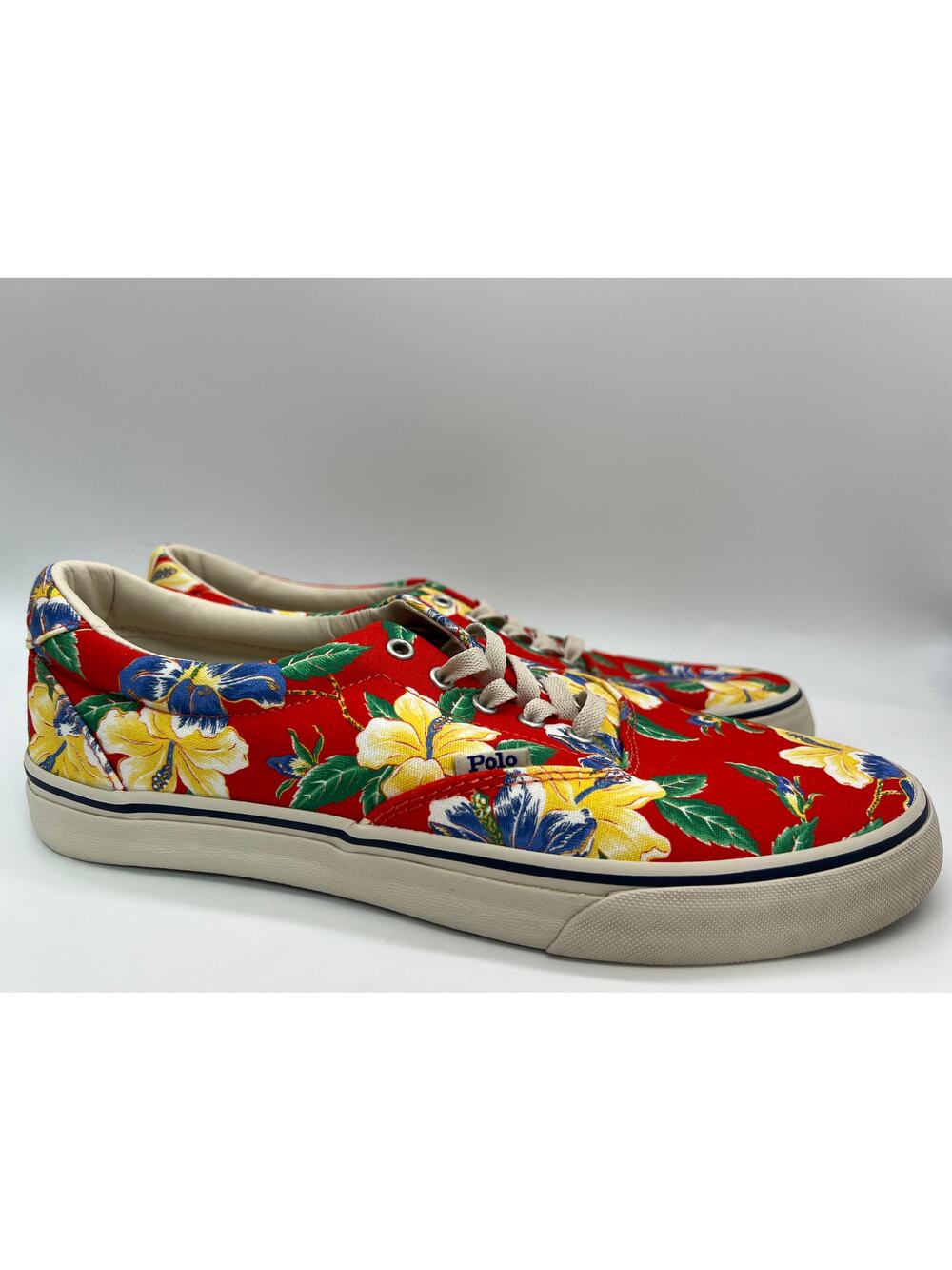 Polo Ralph Lauren Men's Thorton Canvas Shoes Floral Red Size 10D NEW